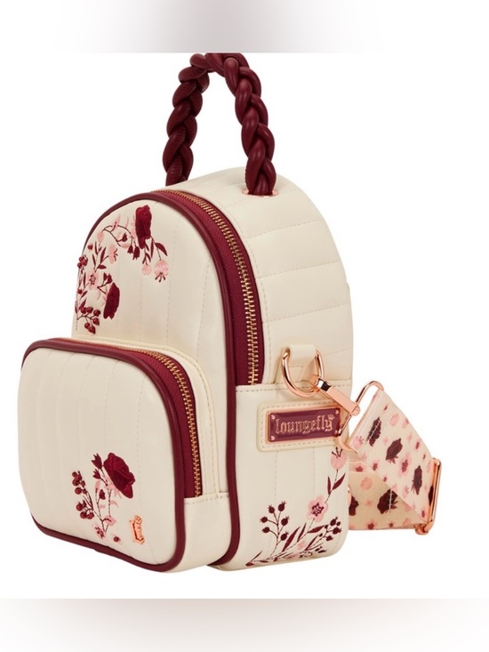 Loungefly Handbags - Loungefly Cream & Red Floral Convertible Mini Backpack & Crossbody Bag NEW